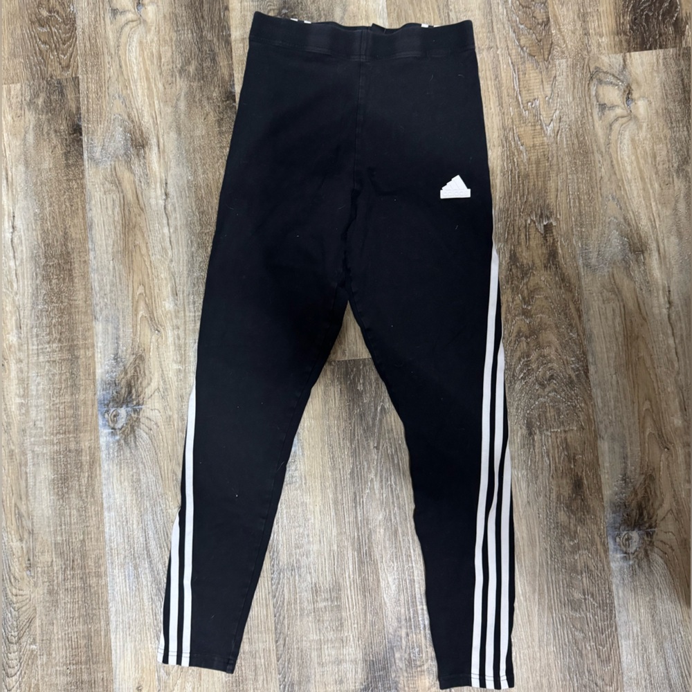 adidas womens Black Leggings with White Stripes
